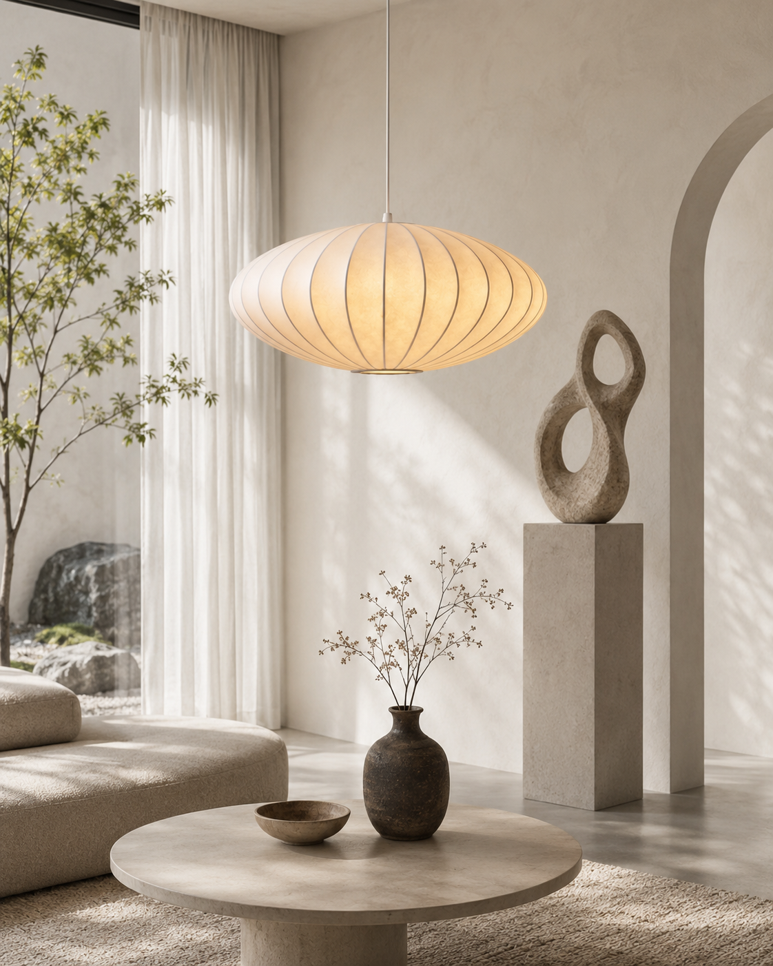 Silk Cocoon Wabi Sabi Pendant Light