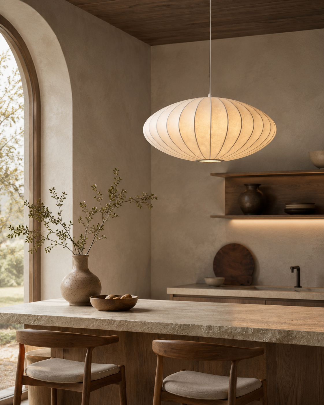Silk Cocoon Wabi Sabi Pendant Light